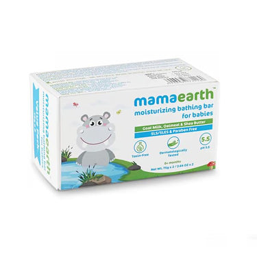 Mamaearth Moisturizing Bathing Bar Soap For Babies - 75g (Pack of 4) | Infused with Goat Milk, Oatmeal & Shea Butter | Cleanses Gently, Retains Moisture, pH Balanced at 5.5